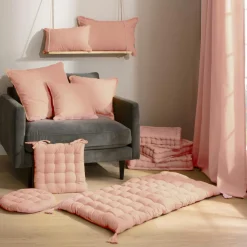 EMINZA Coussin rectangulaire coton (30 x 50 cm) Pixel Rose Pêche New