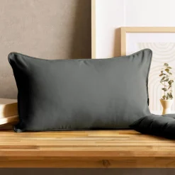 EMINZA Coussin rectangulaire coton (30 x 50 cm) Pixel Gris Anthracite Best