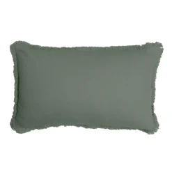 EMINZA Coussin rectangulaire coton (40 x 60 cm) Pixel franges Vert kaki Discount