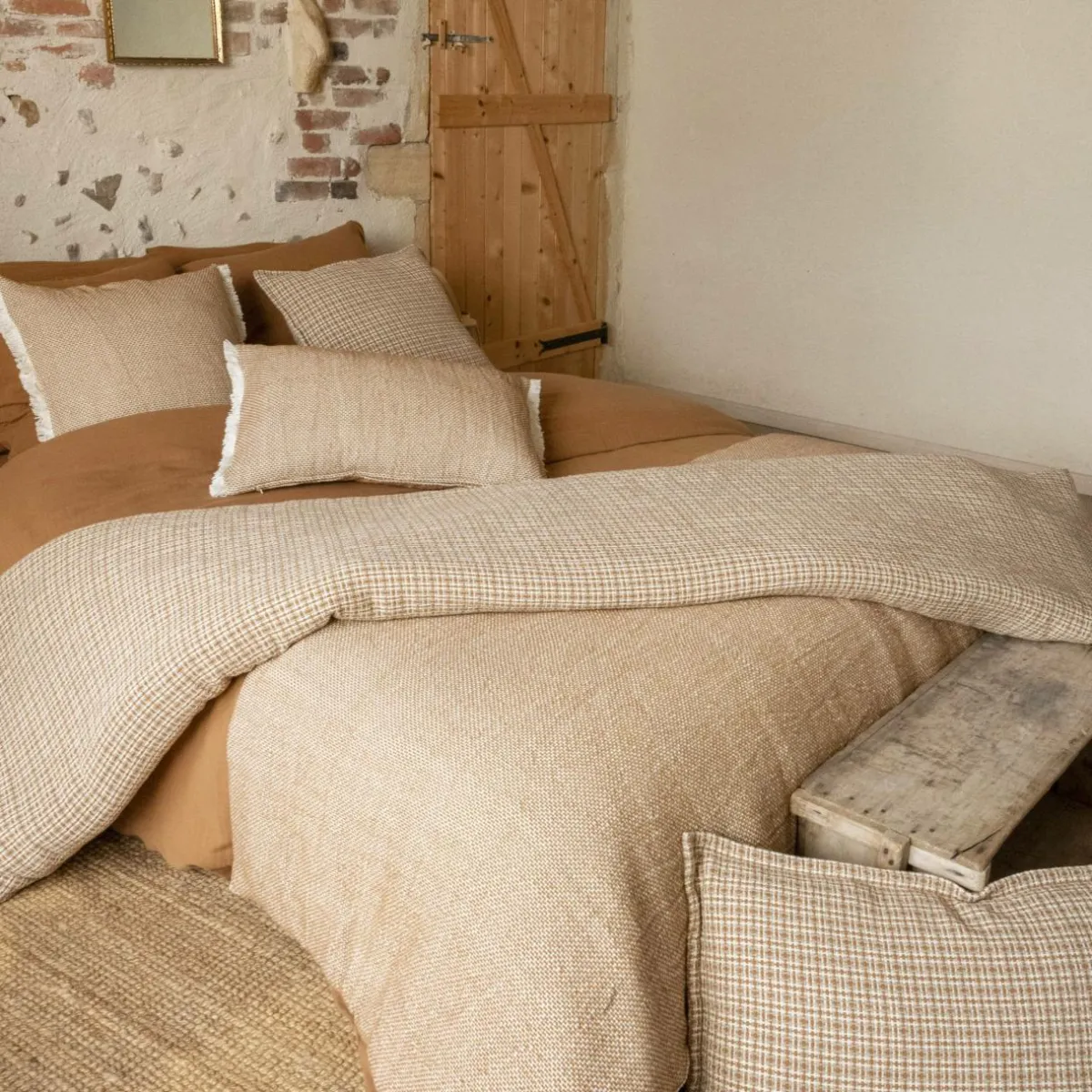 EMINZA Coussin rectangulaire coton texturé (50 x 80 cm) Jamy Marron Online