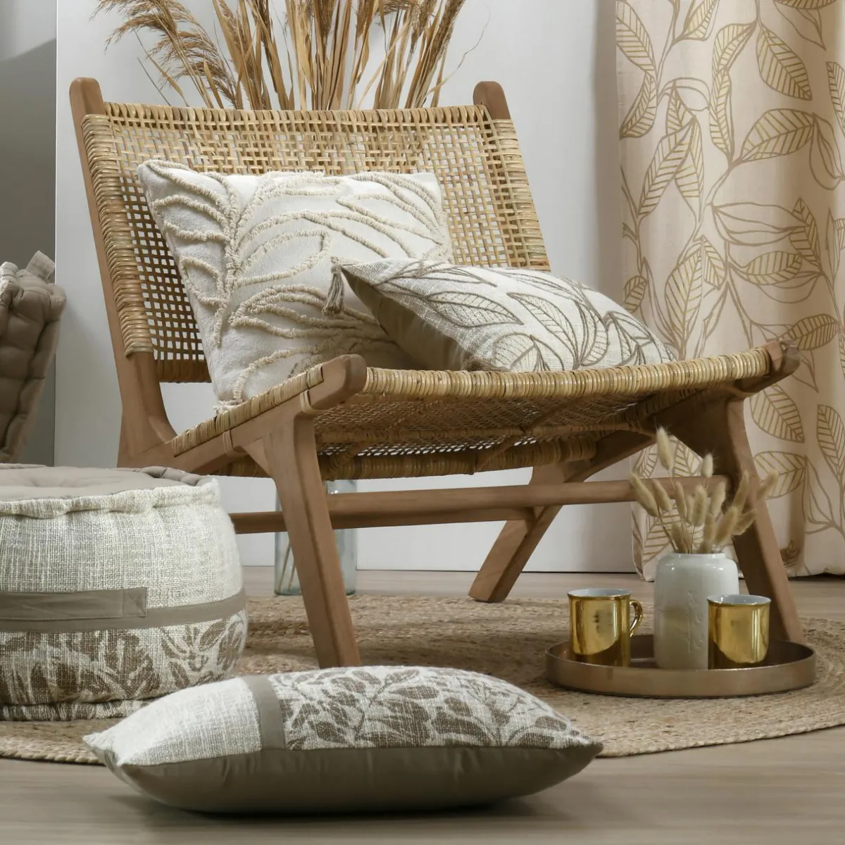 STOF Coussin rectangulaire coton (30 x 50 cm) Hemera Taupe Discount