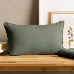 EMINZA Coussin rectangulaire coton (30 x 50 cm) Pixel Vert kaki