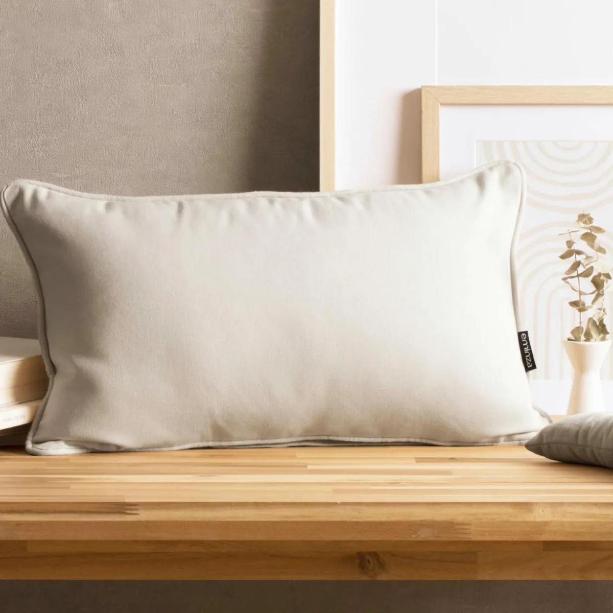 EMINZA Coussin rectangulaire coton (30 x 50 cm) Pixel Beige Hot