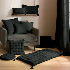 EMINZA Coussin rectangulaire coton (40 x 60 cm) Pixel franges Noir Online