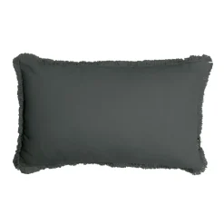 EMINZA Coussin rectangulaire coton (40 x 60 cm) Pixel franges Gris Anthracite Discount
