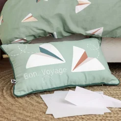 L'EFFET PAPILLON Coussin rectangulaire enfant coton (30 x 50 cm) Petits papiers e Bleu Online