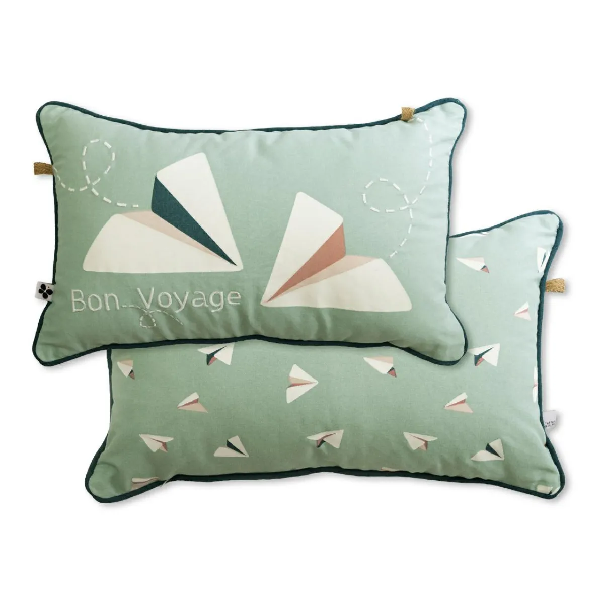 L'EFFET PAPILLON Coussin rectangulaire enfant coton (30 x 50 cm) Petits papiers e Bleu Online