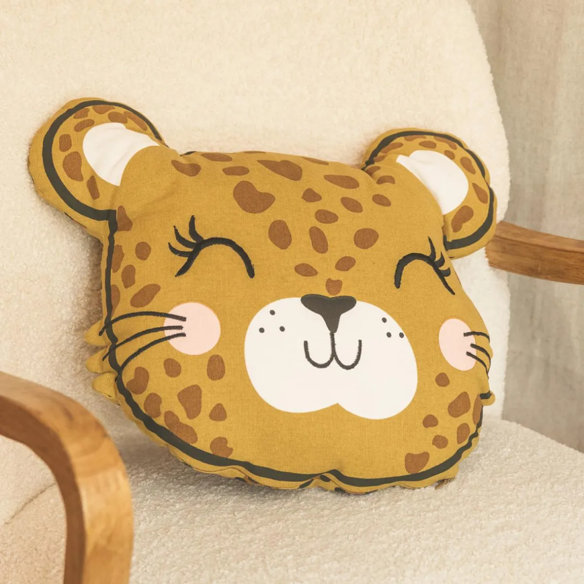 l'Effet Papillon Coussin rectangulaire enfant coton (45 x 40 cm) Lola Caramel Discount