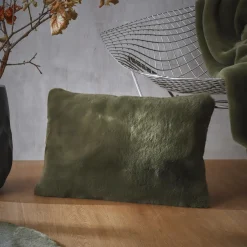 EMINZA Coussin rectangulaire fausse fourrure (40 x 60 cm) Finn Vert kaki Hot