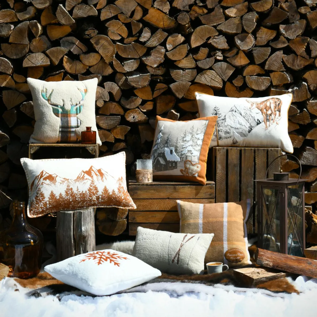 STOF Coussin rectangulaire fausse fourrure (30 x 50 cm) Wildforest Ecru New