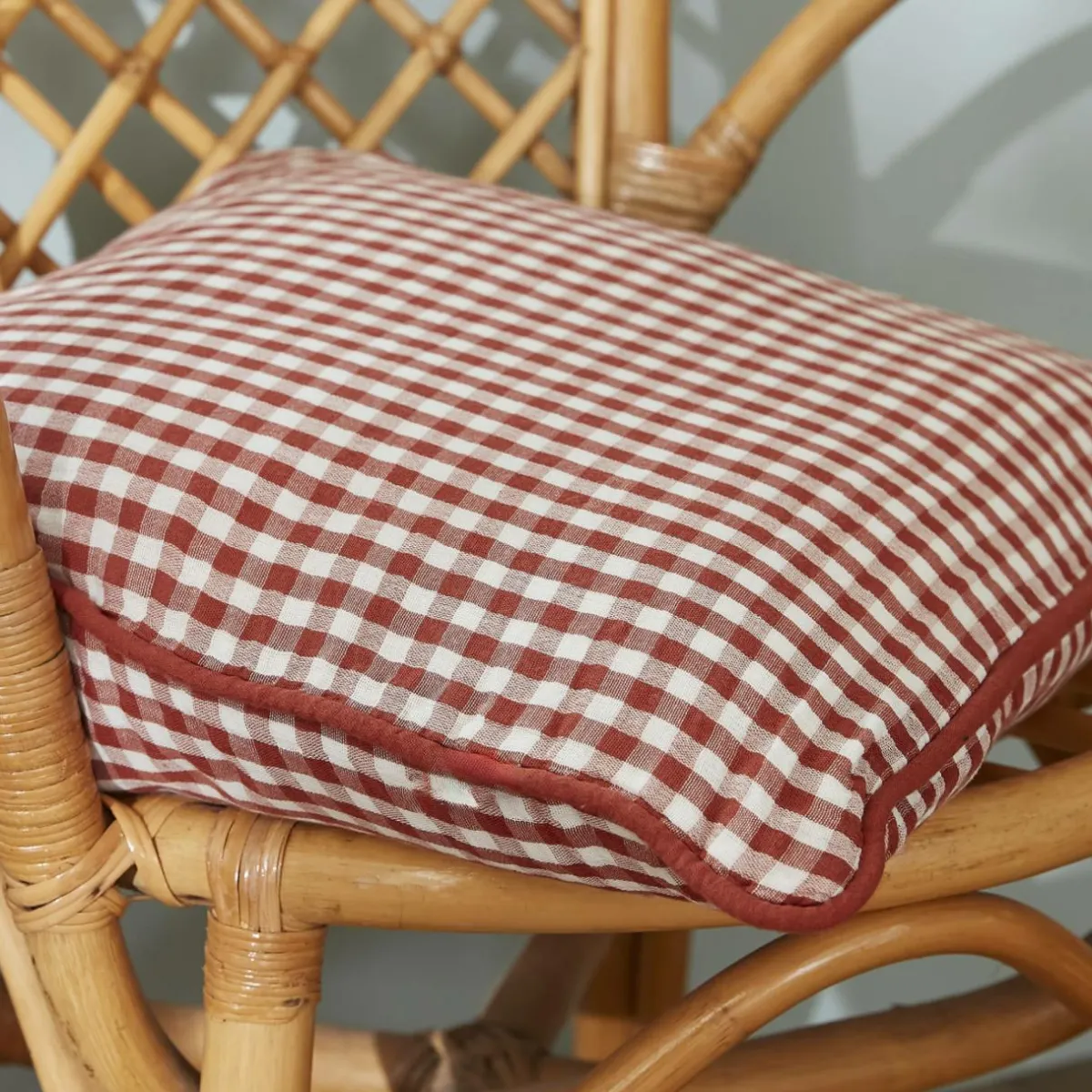 EMINZA Coussin rectangulaire gaze de coton (40 x 60 cm) Gaïa vichy Terracotta Discount