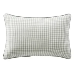 EMINZA Coussin rectangulaire gaze de coton (40 x 60 cm) Gaïa vichy Vert Eucalyptus Discount