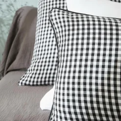 EMINZA Coussin rectangulaire gaze de coton (40 x 60 cm) Gaïa vichy Noir Outlet