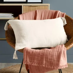 EMINZA Coussin rectangulaire gaze de coton (40 x 60 cm) Gaïa pampa Beige Sale