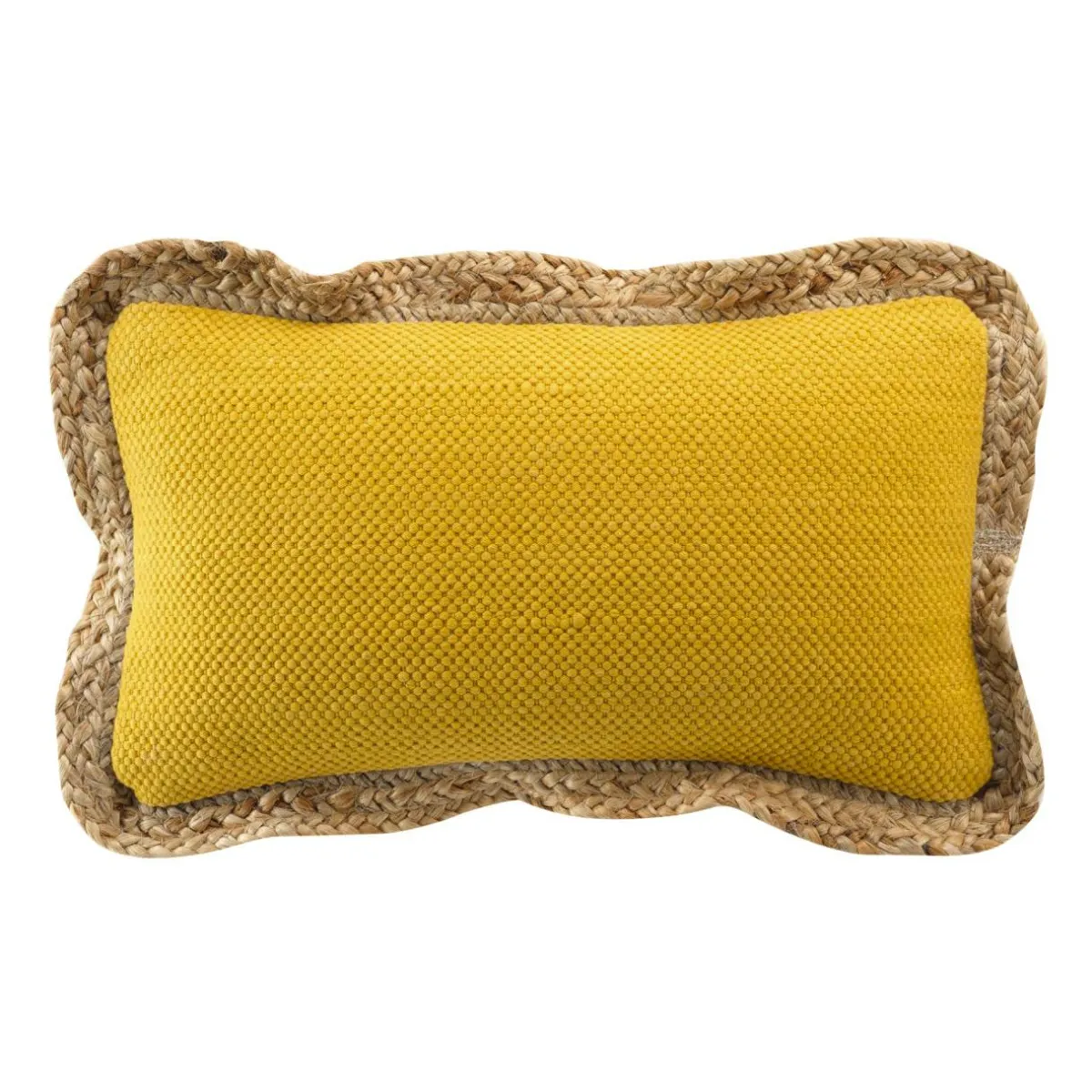 DOUCEUR D'INTERIEUR Coussin rectangulaire jute et coton (30 x 50 cm) Akina Jaune ocre Discount