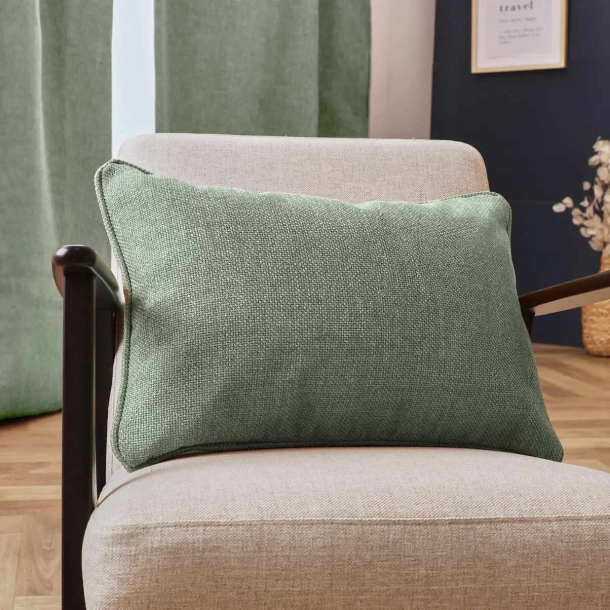 EMINZA Coussin rectangulaire tissé (40 x 60 cm) Alba Vert romarin Clearance
