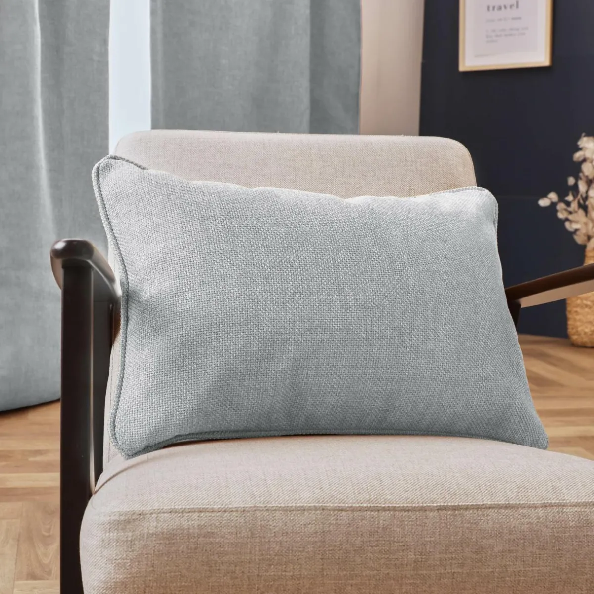 EMINZA Coussin rectangulaire tissé (40 x 60 cm) Alba Gris Discount