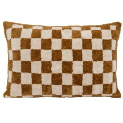 Atmosphera, cru017dateur d'intu017drieur Coussin rectangulaire tufté (38 x 58 cm) Damier Jaune ocre