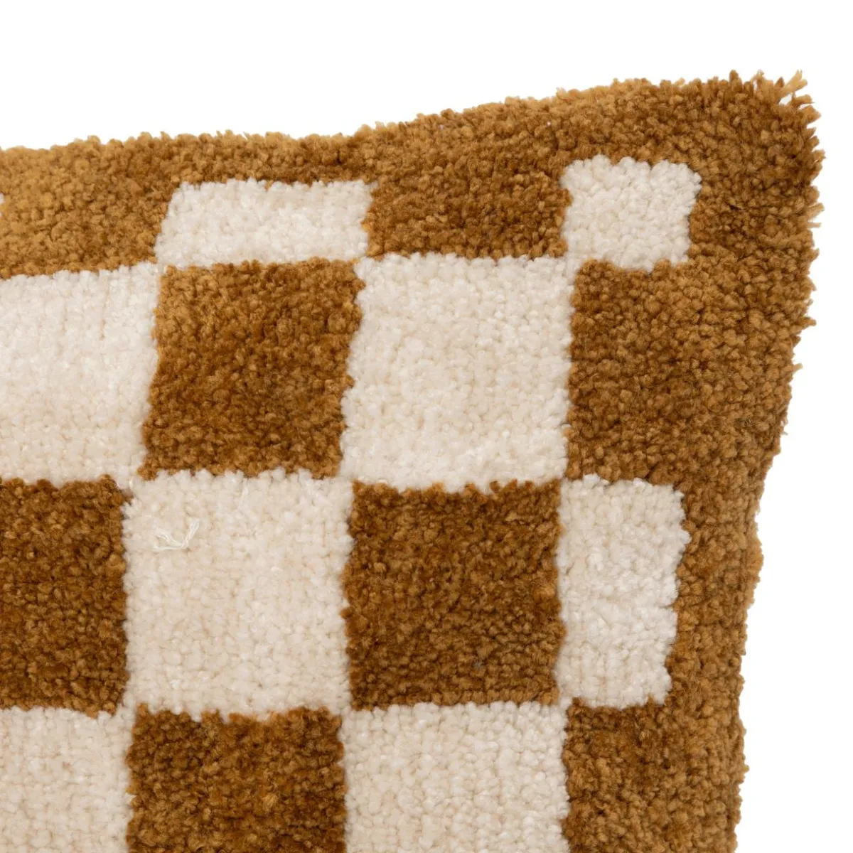 Atmosphera, cru017dateur d'intu017drieur Coussin rectangulaire tufté (38 x 58 cm) Damier Jaune ocre