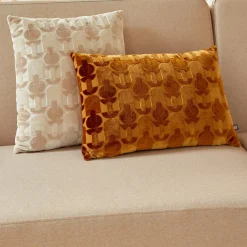 Atmosphera, cru017dateur d'intu017drieur Coussin rectangulaire velours (30 x 50 cm) Luna Jaune ocre Outlet