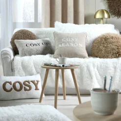 STOF Coussin rond bouclette (40 cm) Cosylife Taupe Discount