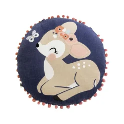 L'EFFET PAPILLON Coussin rond enfant coton (40 cm) Forêt enchantée Multicolore Discount