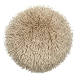 STOF Coussin rond fausse fourrure (40 cm) Cosylife Beige Discount