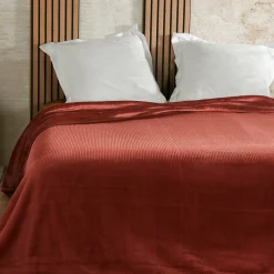 LINDER Couvre lit velours (240 x 260 cm) Gaufré Terracotta
