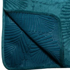 ATMOSPHERA Couvre-lit (260 x 240 cm) Feuilles Bleu canard New