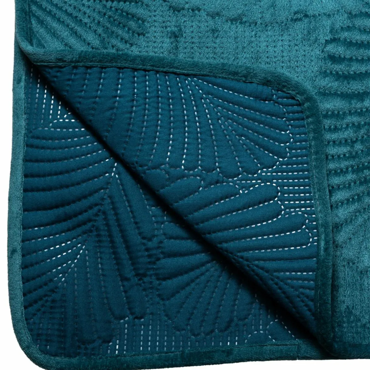 ATMOSPHERA Couvre-lit (260 x 240 cm) Feuilles Bleu canard New