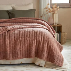 EMINZA Couvre-lit coton matelassé (240 x 260 cm) Lena Terracotta Outlet