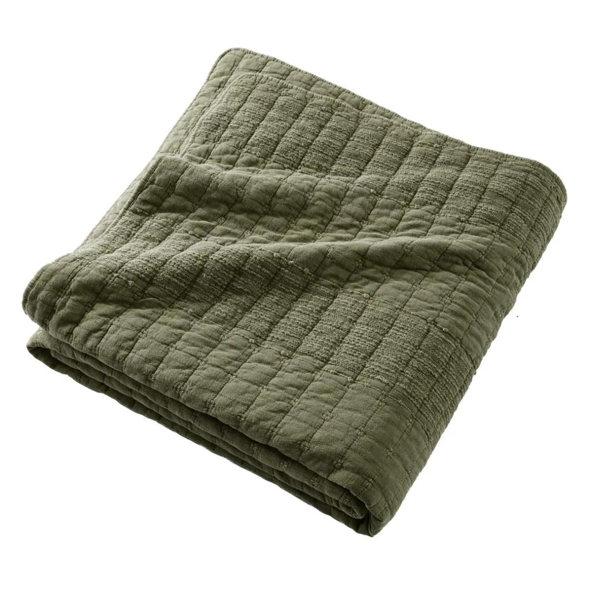 EMINZA Couvre-lit coton matelassé (240 x 260 cm) Lena Vert romarin Discount