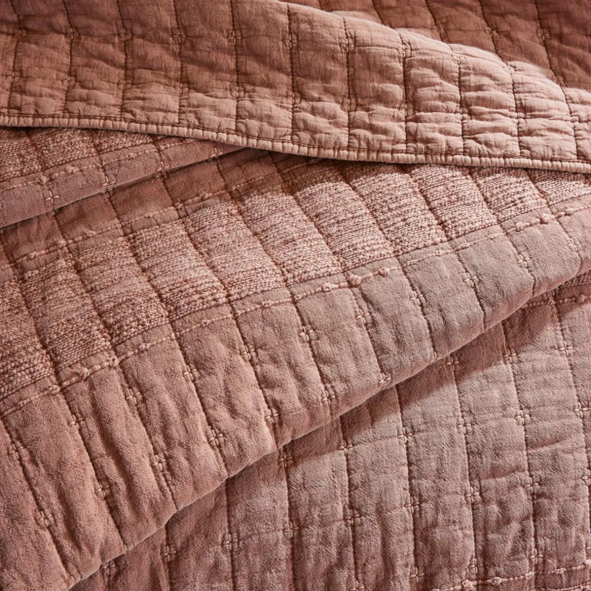 EMINZA Couvre-lit coton matelassé (220 x 240 cm) Lena Terracotta Discount
