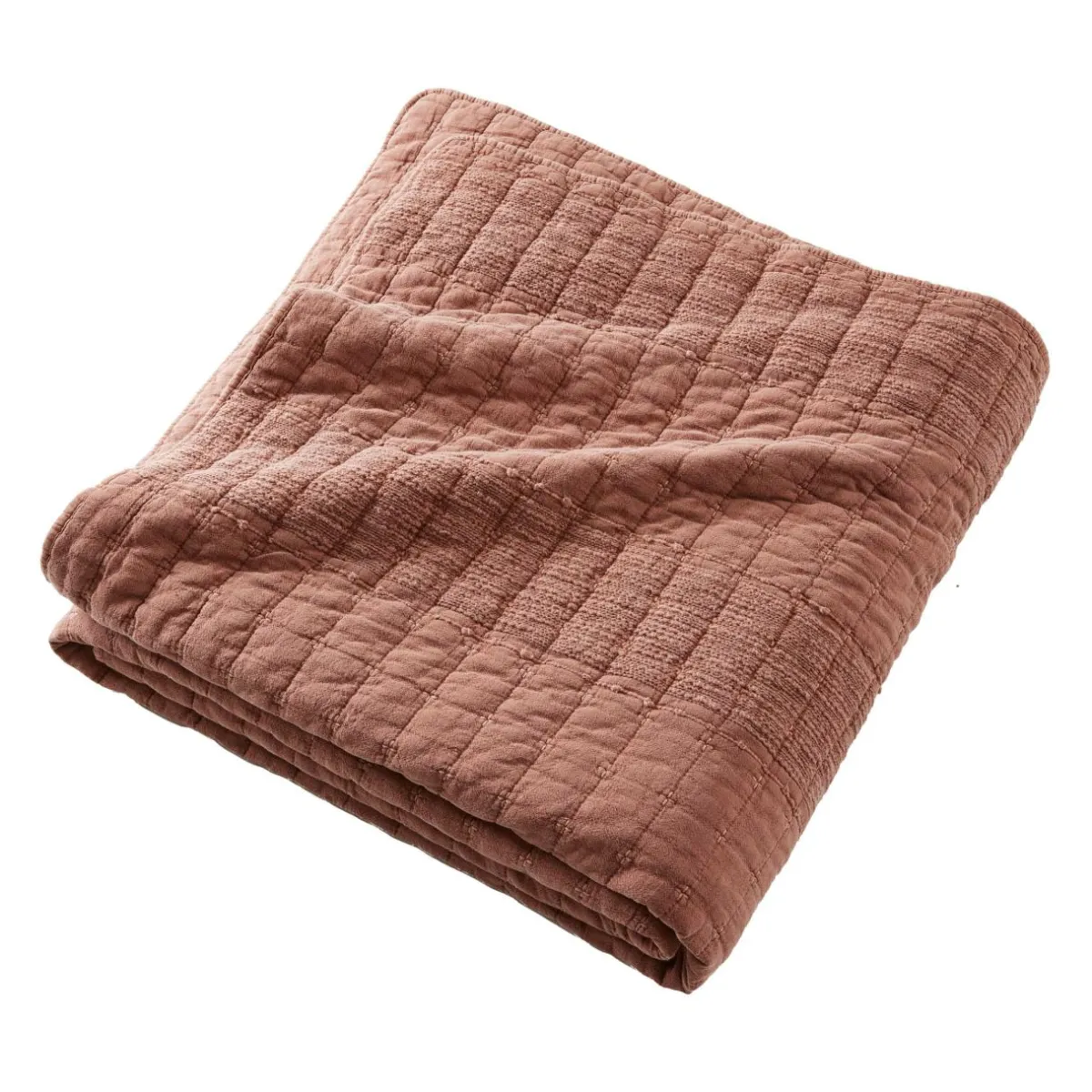 EMINZA Couvre-lit coton matelassé (220 x 240 cm) Lena Terracotta Discount