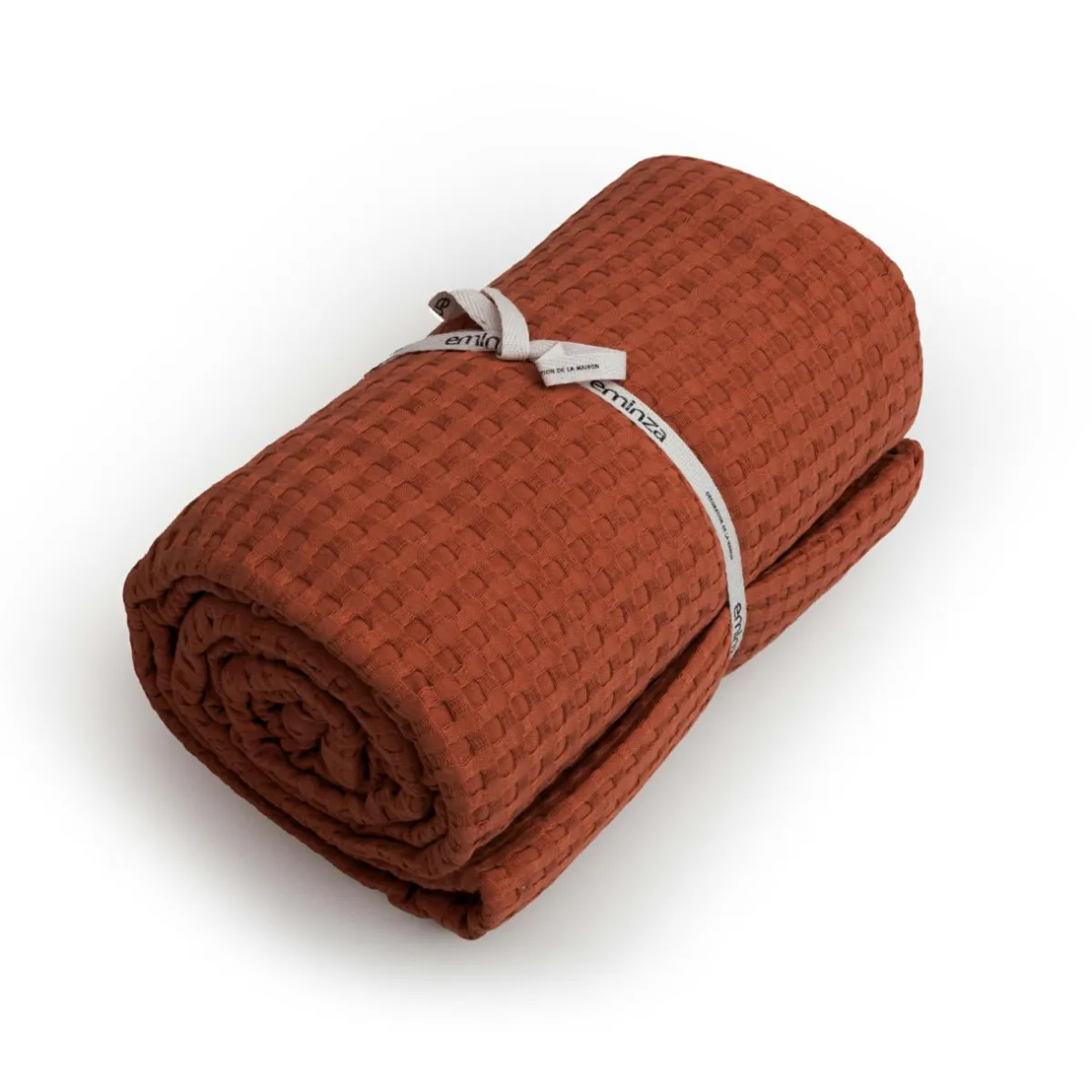 EMINZA Couvre-lit coton nid d'abeille (220 x 250 cm) Maya Terracotta Clearance