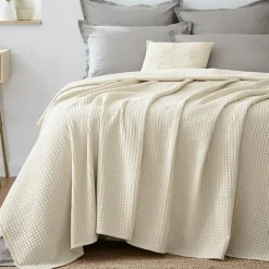 EMINZA Couvre-lit coton nid d'abeille (220 x 250 cm) Maya pampa Beige Outlet