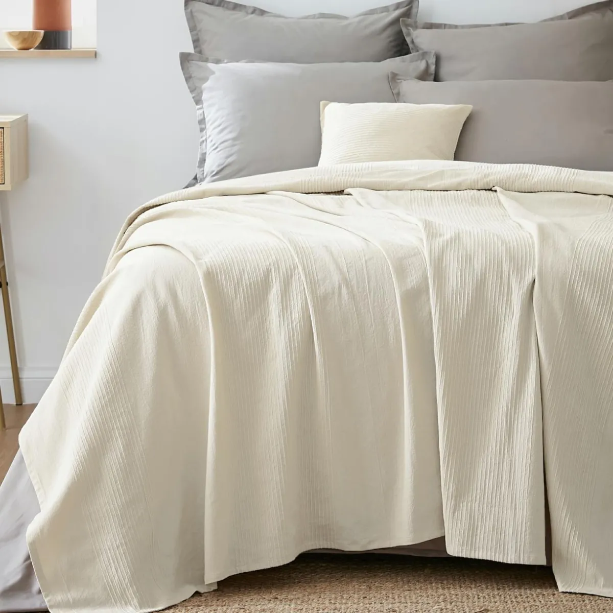 EMINZA Couvre-lit coton tissé (180 x 220 cm) Léa pampa Beige Online