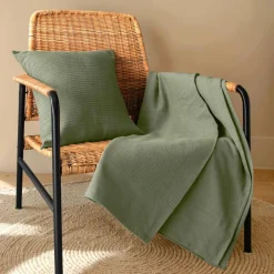 EMINZA Couvre-lit coton tissé (220 x 250 cm) Léa Vert romarin