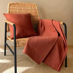EMINZA Couvre-lit coton tissé (180 x 220 cm) Léa Terracotta Outlet