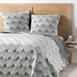 DOUCEUR D'INTERIEUR Couvre-lit et 2 taies d'oreiller (220 x 240 cm) Faustine Gris Discount