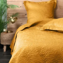 LOVELY CASA Couvre-lit et taies d'oreiller (260 x 240 cm) Cassandre curry Jaune Sale