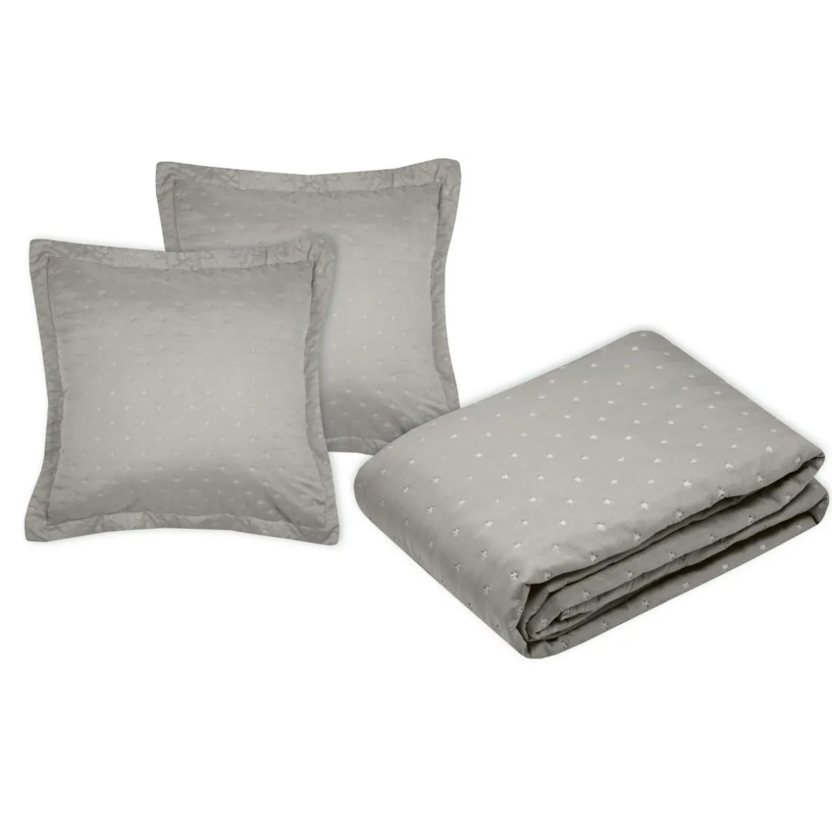 STOF Couvre-lit matelassé avec deux taies d'oreiller (240 x 220 cm) Cléo Taupe New
