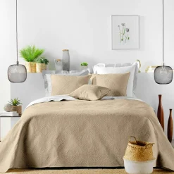 douceur d'intu017drieur Couvre-lit matelassé et deux taies d'oreiller (240 x 260 cm) Romane Beige Clearance