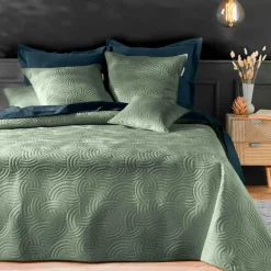 douceur d'intu017drieur Couvre-lit matelassé et deux taies d'oreiller (220 x 240 cm) Solange cédre Vert Online