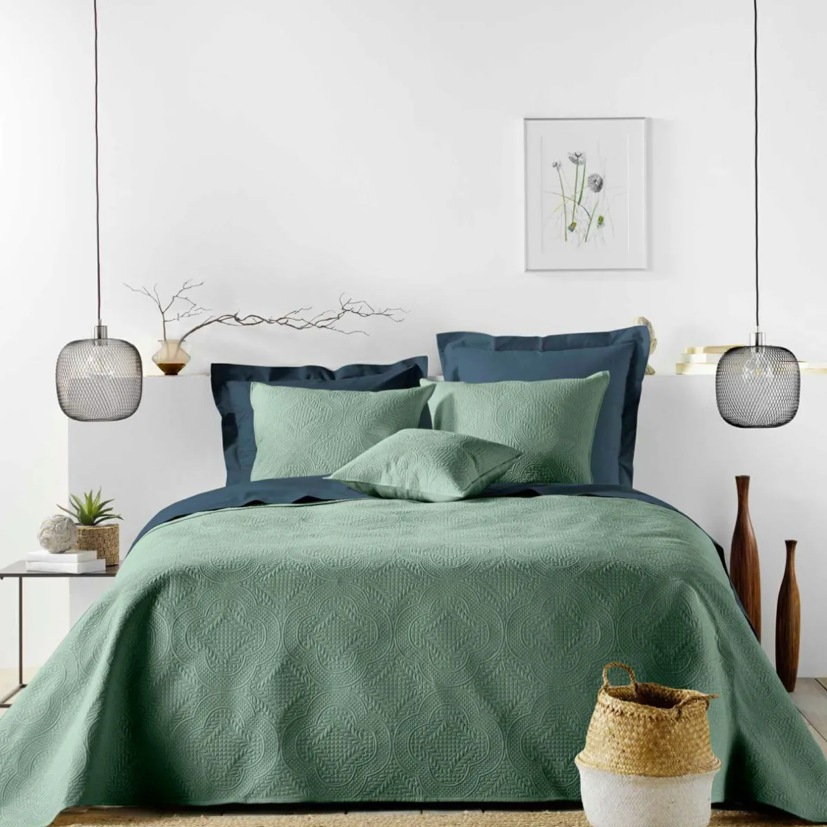 douceur d'intu017drieur Couvre-lit matelassé et deux taies d'oreiller (240 x 260 cm) Romane cèdre Vert Hot