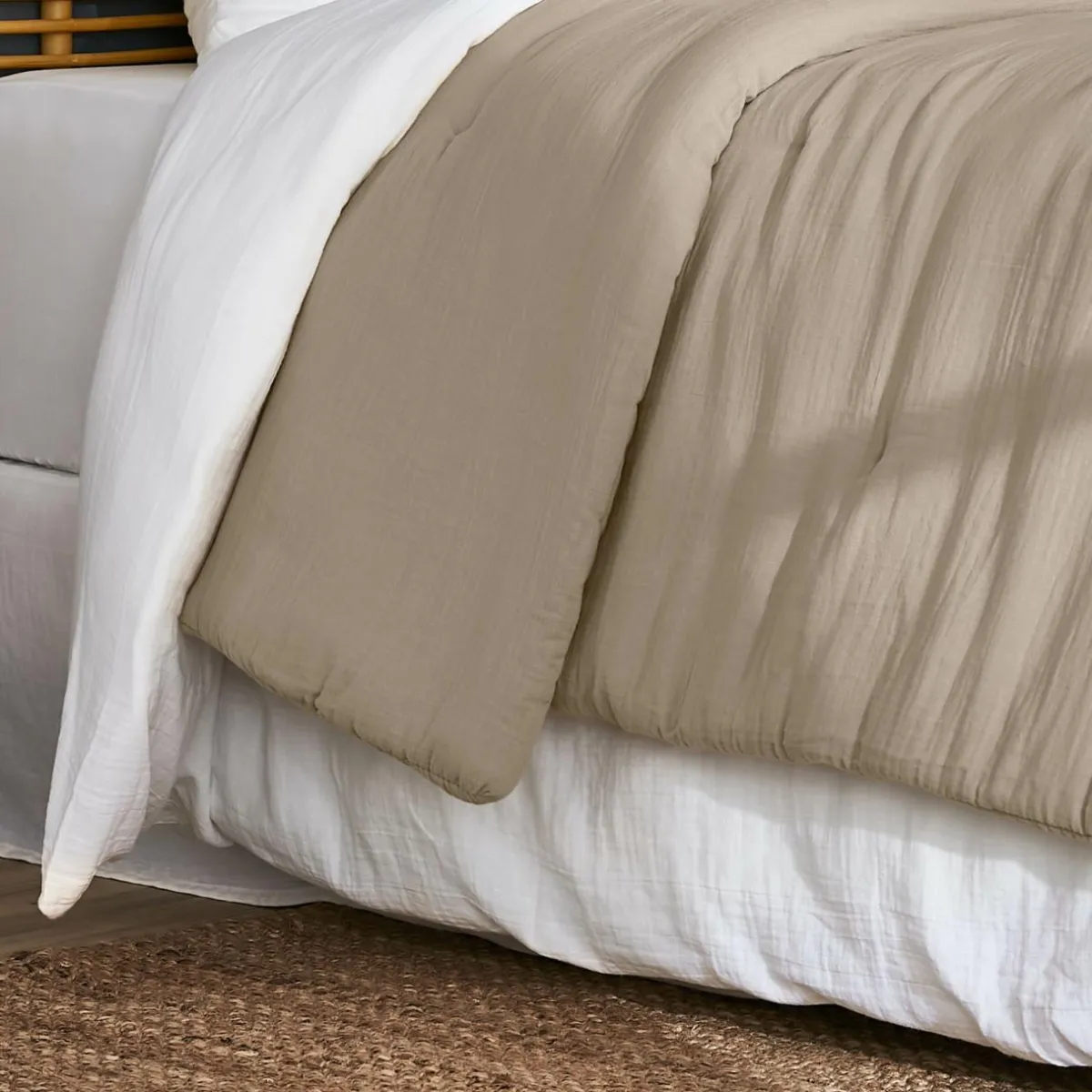 EMINZA Couvre-lit matelassé gaze de coton (240 x 220 cm) Gaïa Ficelle Sale