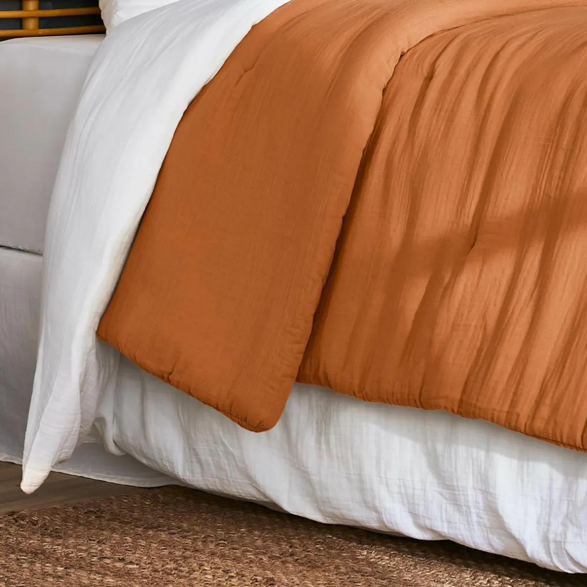 EMINZA Couvre-lit matelassé gaze de coton (260 x 240 cm) Gaïa Abricot Online