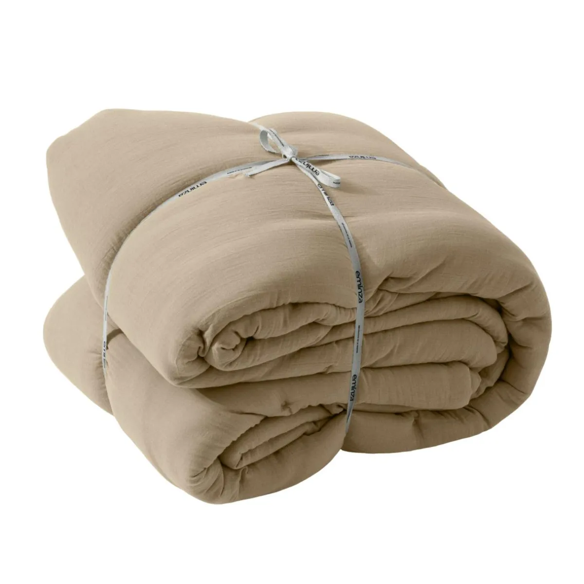 EMINZA Couvre-lit matelassé gaze de coton (260 x 240 cm) Gaïa Ficelle Outlet
