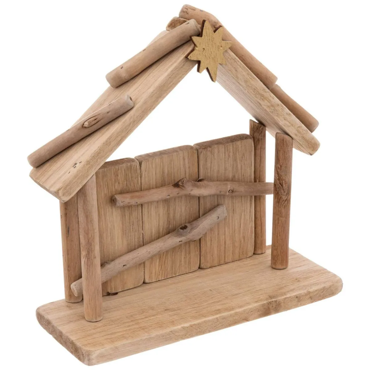 Feeric Lights & Christmas Crèche de Noël complète en bois (H19 cm) Sainte-Lucia Naturel Clearance