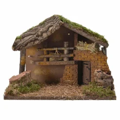 KAEMINGK Crèche de Noël vide et lumineuse (H21 cm) Sainte-Céline Naturel Outlet